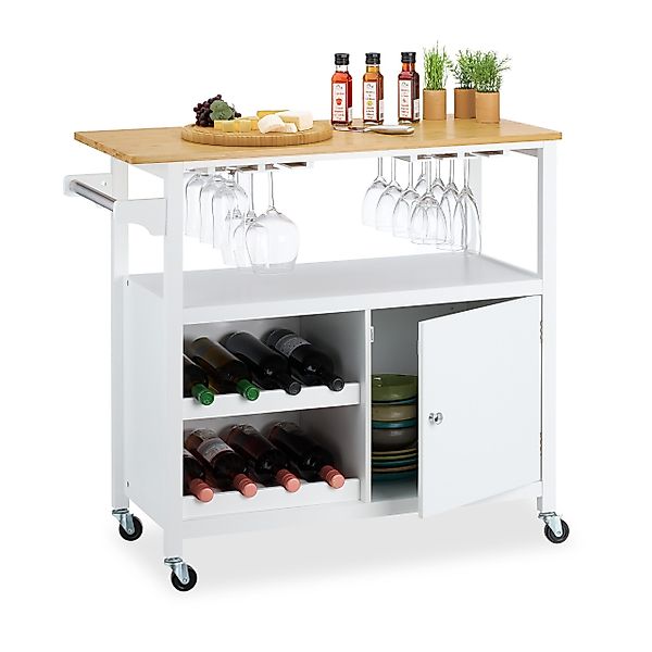 relaxdays Küchenwagen mit Weinregal & Gläserhalt günstig online kaufen