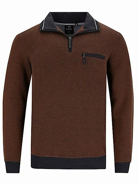 Hajo Sweatshirt Herren Sweatshirt mit Reißverschluss (1-tlg) Troyer Kragen günstig online kaufen