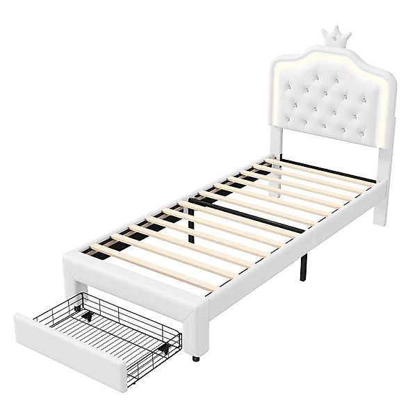 PXloue Kinderbett 90x200cm Polsterbett mit LED- Beleuchtung und Schublade K günstig online kaufen