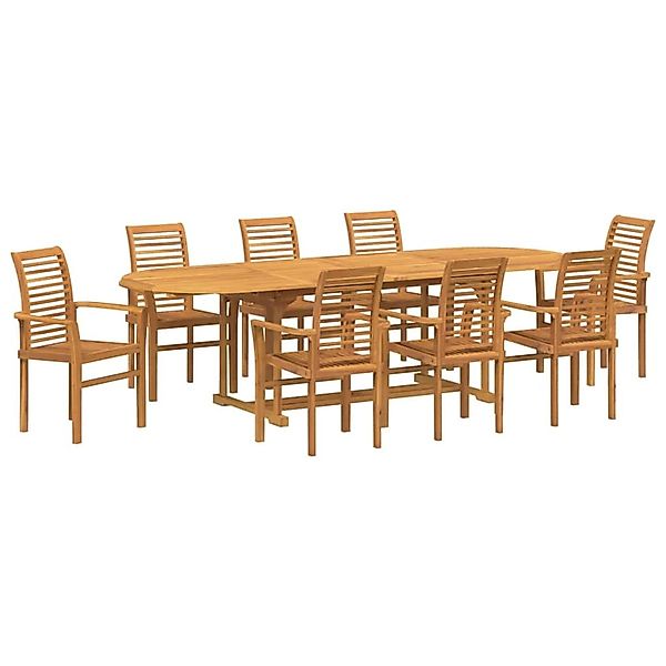 vidaXL Garten Essgruppe 9-Tlg Braun Massivholz Teak 3383945 günstig online kaufen