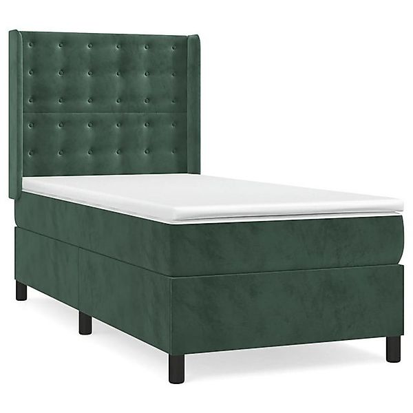 vidaXL Boxspringbett Boxspringbett mit Matratze Dunkelgrün 100x200 cm Samt günstig online kaufen