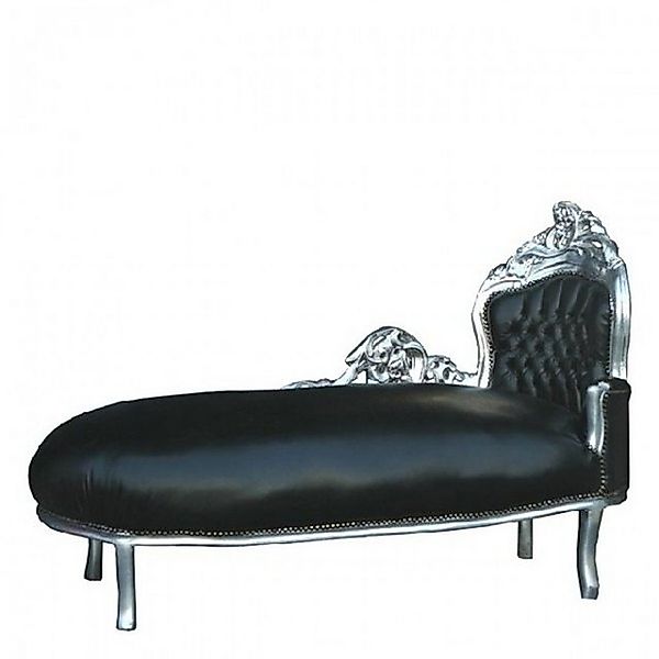 Casa Padrino Chaiselongue Barock Chaiselounge King Schwarz Lederoptik / Sil günstig online kaufen