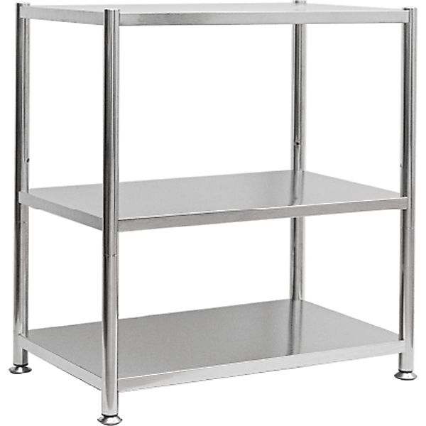 shelfr Edelstahl Schwerlastregal bis 120 kg auf 3 Ebenen 74 x 41 x 77 cm günstig online kaufen