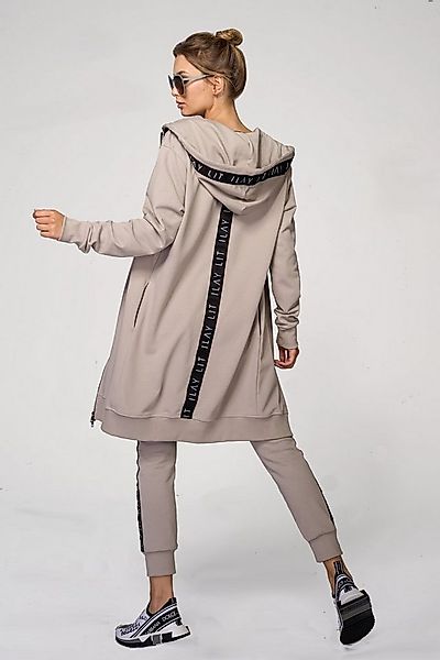 ILAY Lit Kapuzensweatjacke Hoodie Midi Mantel, Taupe günstig online kaufen