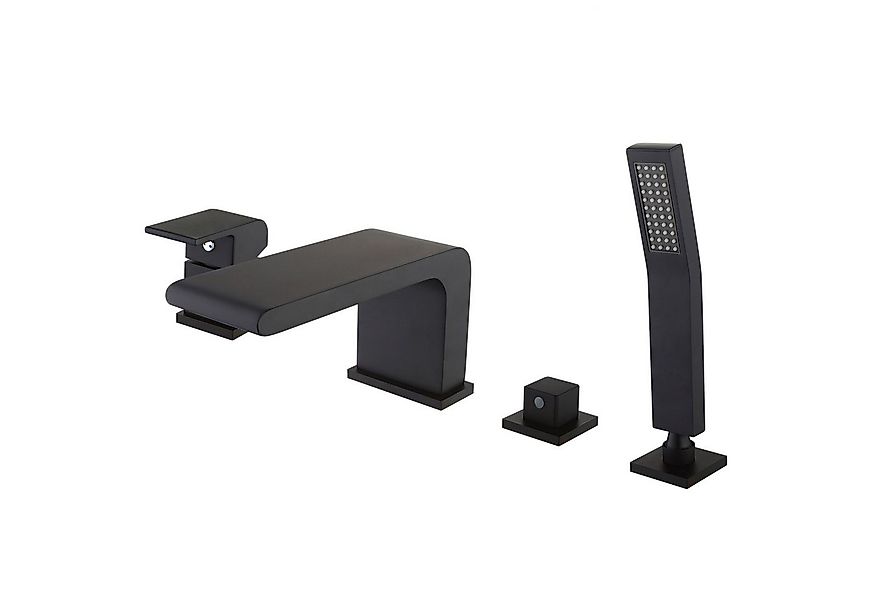 Bernstein Wannenarmatur 6080B Schwarz 4-Loch Wannenrandarmatur Wasserfall S günstig online kaufen
