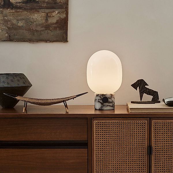 Audo Tischleuchte JWDA, 32 cm, weiß, Marmor, Glas günstig online kaufen