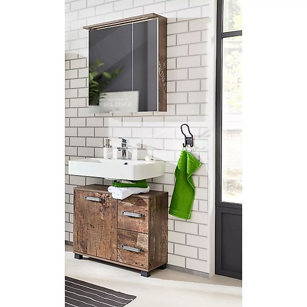 Badmöbel Waschplatz Set LIMA-04 Panamaeiche, 60cm Spiegelschrank, BxHxT: ca günstig online kaufen