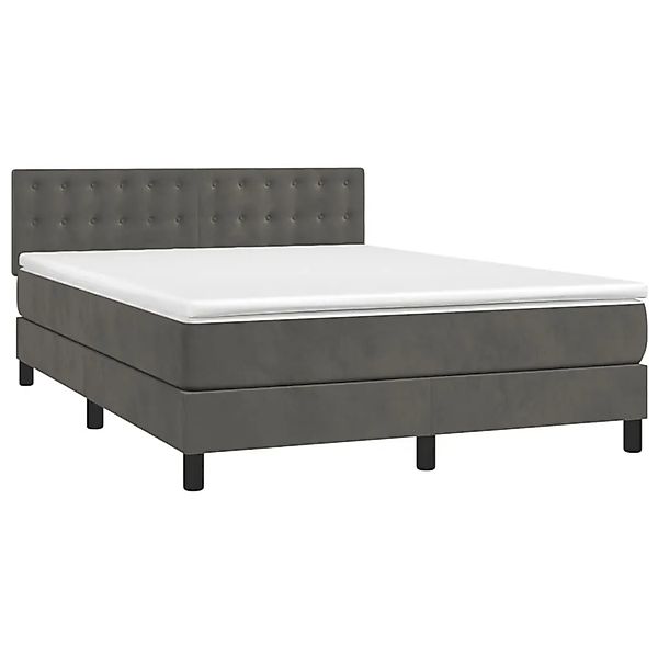 vidaXL Boxspringbett mit Matratze & LED Dunkelgrau 140x190 cm Samt 3134640 günstig online kaufen