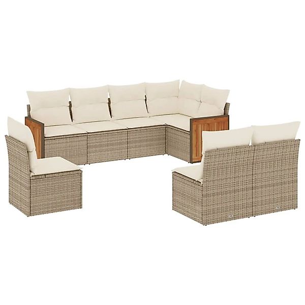 vidaXL 8-Tlg Garten-Sofagarnitur mit Kissen Beige Poly Rattan 3260126 günstig online kaufen