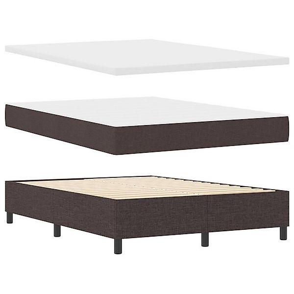 vidaXL Bett Boxspringbett mit Matratze & Bank Dunkelbraun 140x190 cm Stoff günstig online kaufen