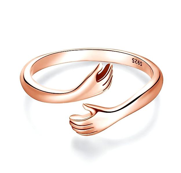 Runde Perlé Silberring verstellbarer Ring "umarmende Hände", Ring Umarmung, günstig online kaufen