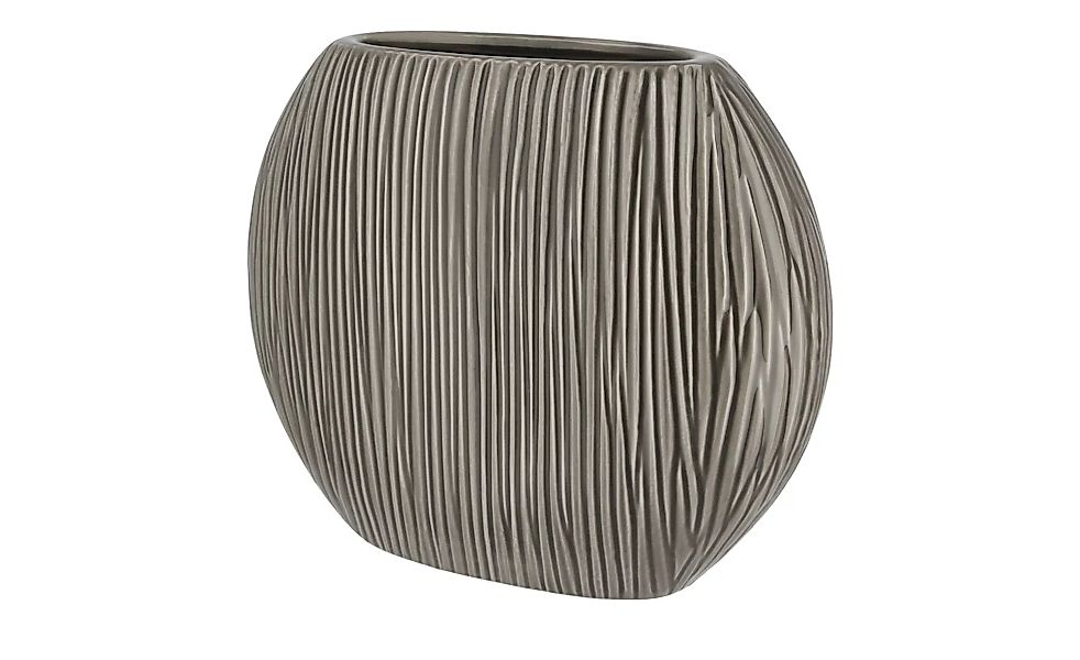 Vase - grau - Keramik - 24 cm - 20 cm - 9 cm - Dekoration > Vasen - Möbel K günstig online kaufen