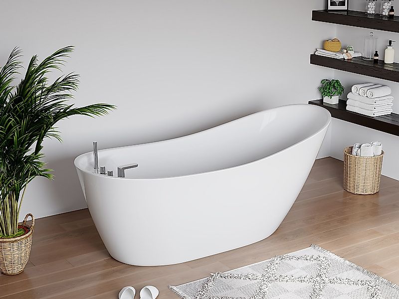 Freistehende Badewanne - 170 x 75 x 73 cm - 282 L - Weiß - NATALIA günstig online kaufen