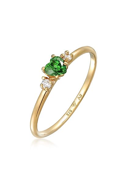 Elli Fingerring Herz Zirkonia Grün 925 günstig online kaufen