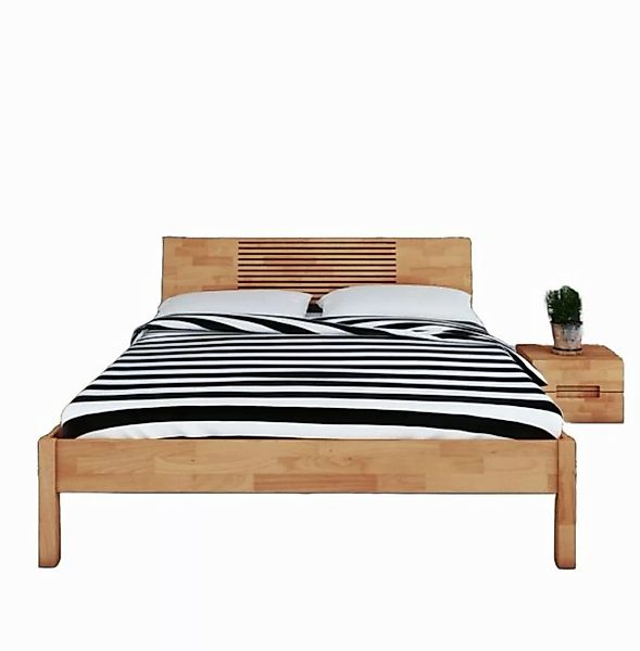 Natur24 Einzelbett Bett Bento 6 Sonderlänge 90x190 Kernbuche Holzkopfteil u günstig online kaufen