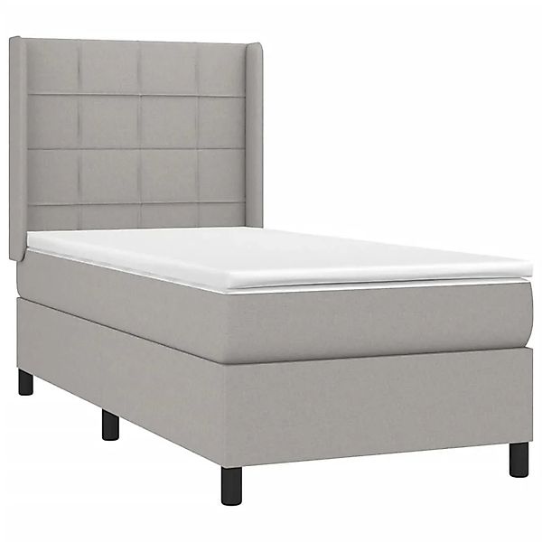 vidaXL Boxspringbett mit Matratze & LED Hellgrau 90x190 cm Stoff 3138277 günstig online kaufen