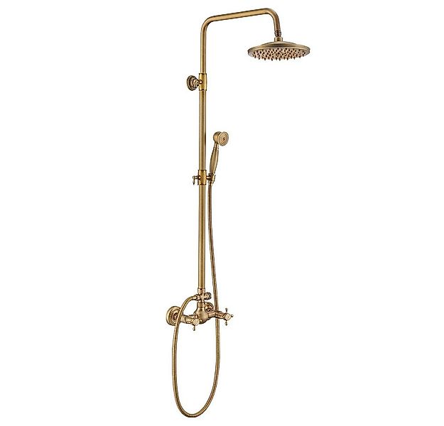 HOMELIVE Duschsystem Retro Messing Duscharmatur Set Antik Gold Dusche mit R günstig online kaufen