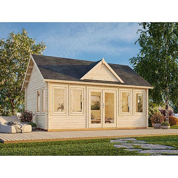 Palmako Gartenhaus Claudia 530 x 380 cm Lackiert Grau-Weiß FSC® günstig online kaufen