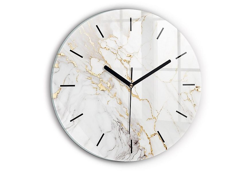 Tulup Wanduhr Runde Glasuhr Marmoruhr aus Gehärtetem Glas Elegante Uhr günstig online kaufen
