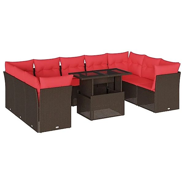 vidaXL 10-Tlg Gartensofa-Set mit Kissen Braun Polyrattan 3266824 günstig online kaufen