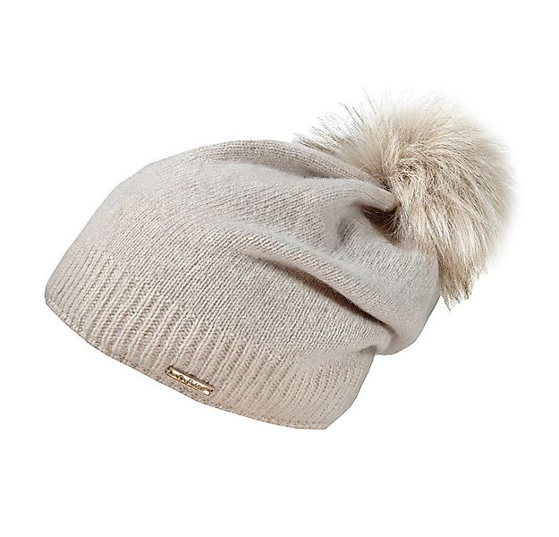 CAPO Strickmütze Strickmütze, Kaschmir Kunstfellpompon, Fleecestreifen (1-S günstig online kaufen