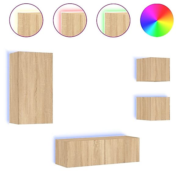 VidaXL 4-tlg. TV-Wohnwand mit LED-Leuchten Sonoma-Eiche  Modell 2 günstig online kaufen