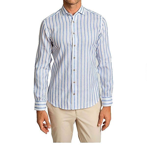 Hackett Herringbone Stripe Langarm Hemd L Blue / White günstig online kaufen