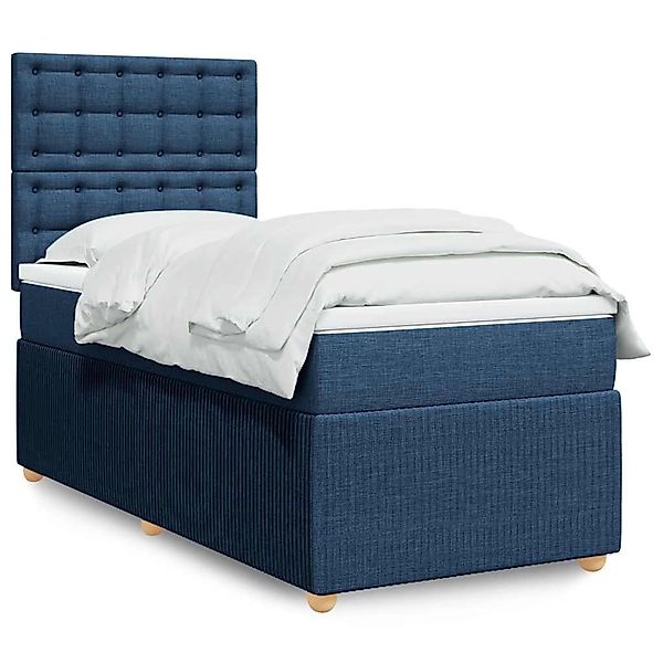 vidaXL Boxspringbett mit Matratze Blau 80x200 cm Stoff 3294203 günstig online kaufen