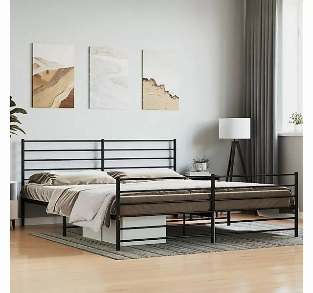 furnicato Bett Bettgestell mit Kopf- und Fußteil Metall Schwarz 193x203 cm günstig online kaufen