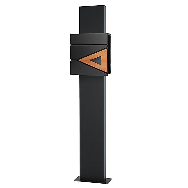 ML-Design Standbriefkasten Anthrazit/Holzoptik 37x36,5 cm mit Zeitungsfach günstig online kaufen