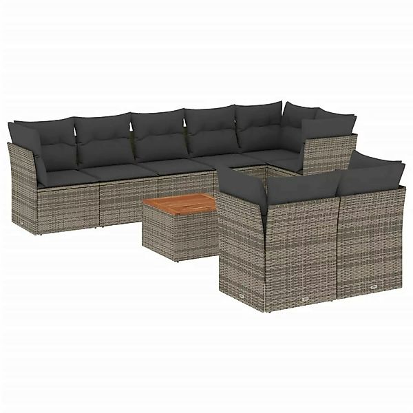 vidaXL 9-tlg Garten-Sofagarnitur mit Kissen Grau Poly Rattan Modell 71 günstig online kaufen