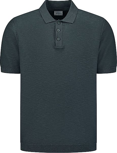 No Excess Knitted Slub Poloshirt Dark Steel - Größe L günstig online kaufen