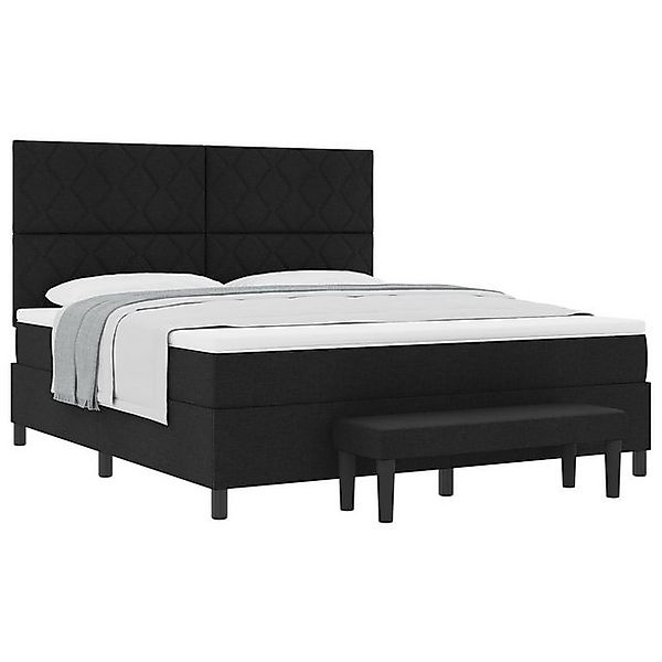 vidaXL Bett Box Spring Bett mit Matratze & Bank Schwarz 180x200 cm Stoff (2 günstig online kaufen