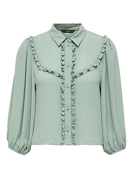 ONLY 4/5-ärmelige Rüschen- Hemd Damen Grün günstig online kaufen