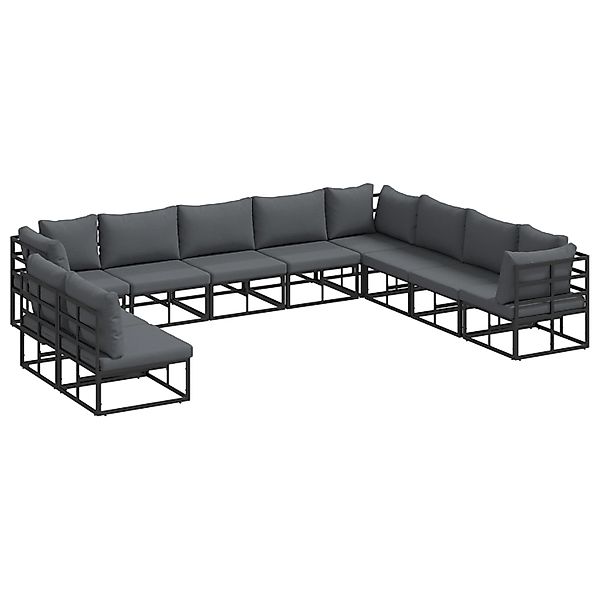 vidaXL Garten-Sofa-Set mit Kissen 10-Tlg Schwarz Aluminium 3378878 günstig online kaufen
