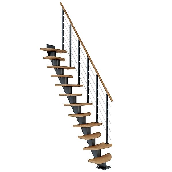 Dolle Mittelholmtreppe Berlin Eiche Anthrazit GH bis 247 cm Variabel 64 cm günstig online kaufen