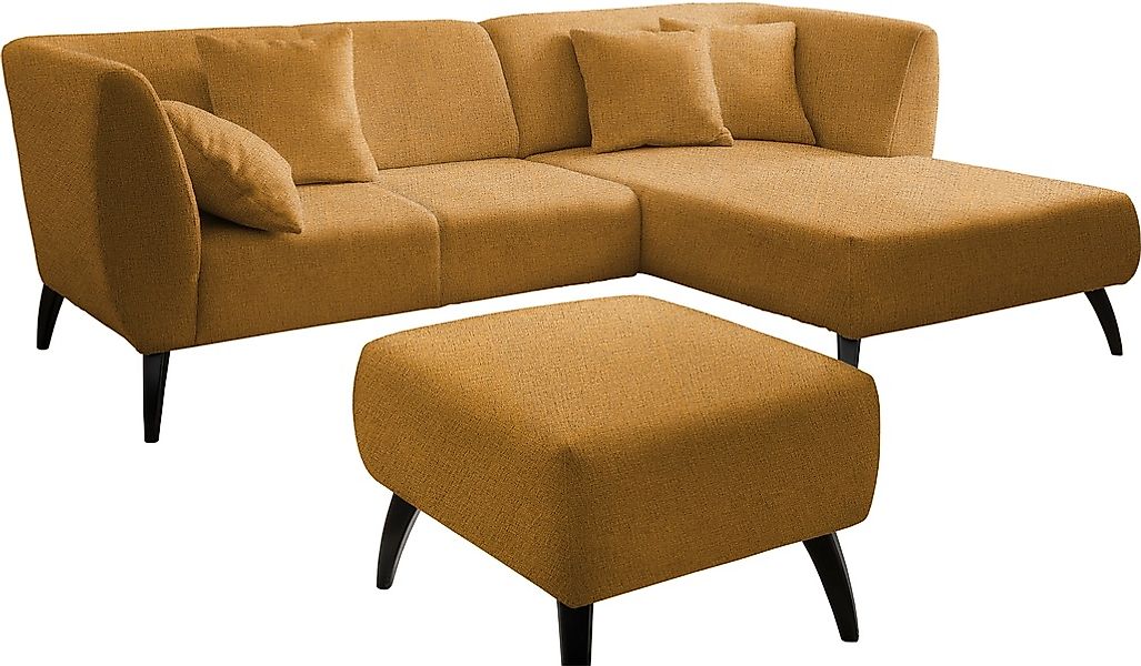 INOSIGN Ecksofa »Colori L-Form«, Holzfußfarbe wählbar, inkl. 4x Zierkissen günstig online kaufen