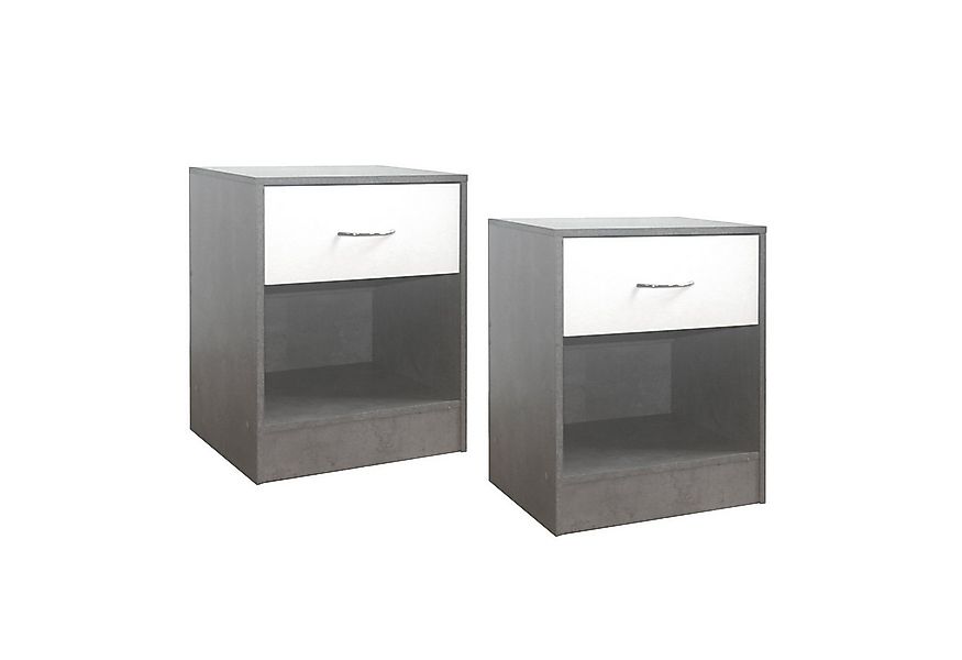 HTI-Living Nachtschrank Nachtschrank 2er Set Thekla Beton/Weiß (Set, 2-St., günstig online kaufen