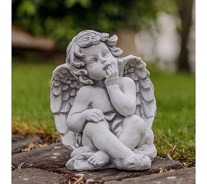 gartendekoparadies.de Gartenfigur Sitzender Engel Grabengel, Steinfigur H. günstig online kaufen