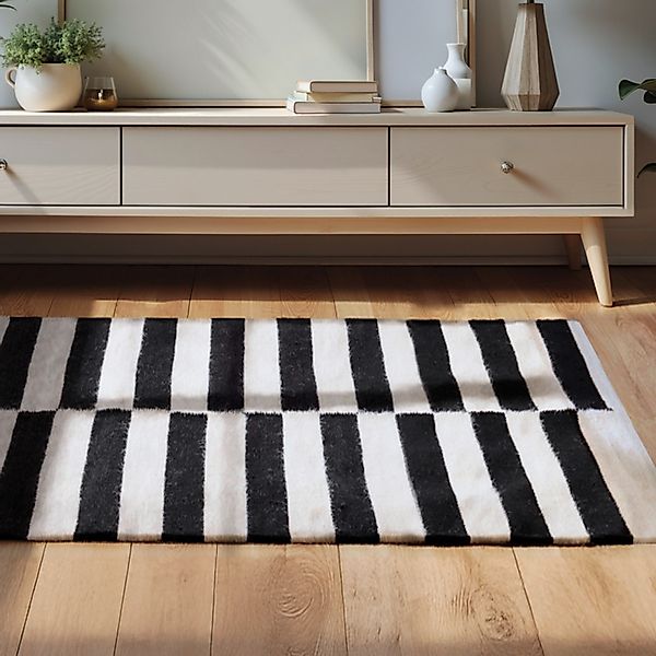 HANSE Home Wollteppich Donna, schwarz-weiss, rechteckig, günstig online kaufen