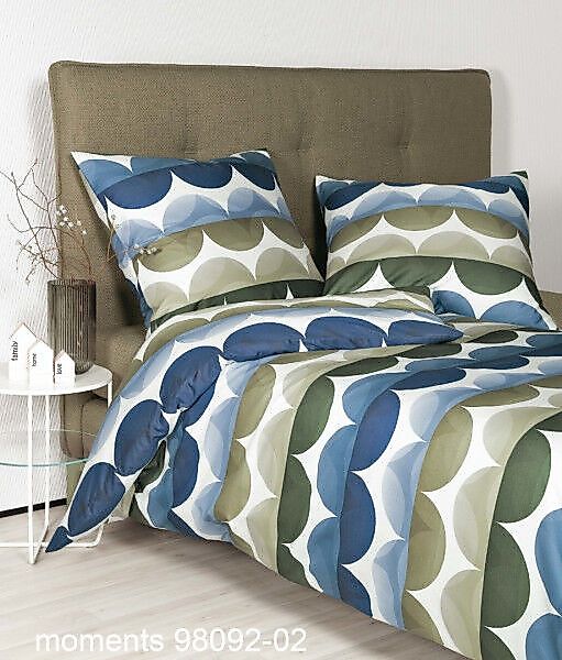 Janine Janine Mako-Satin Bettwäsche moments 98092 blau grün Größe:  200x220 günstig online kaufen