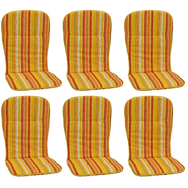 Beo Sitzauflage Hochlehner Mono 6er-Set Gelb-Rot gestreift günstig online kaufen