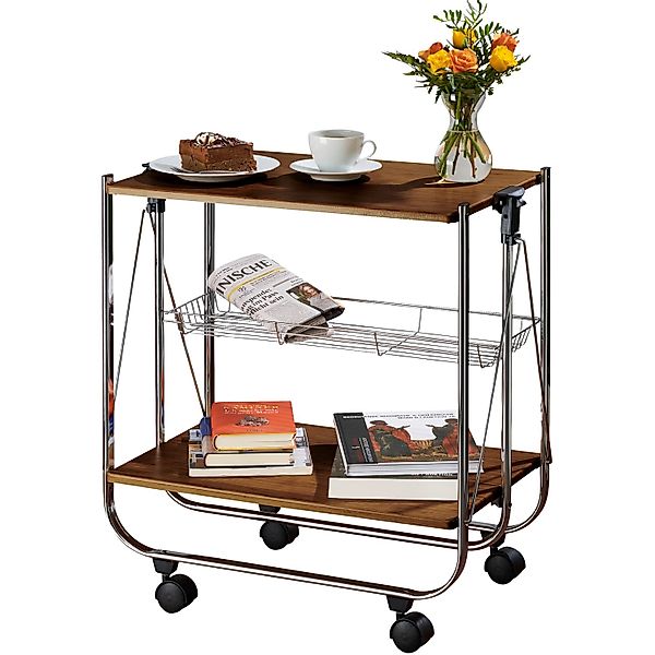 Wenko Servierwagen Dinett Deluxe Nussbaum-Nachbildung günstig online kaufen
