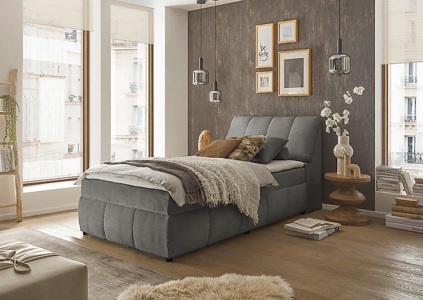 ED EXCITING DESIGN Boxbett "Valencia" inkl. Bettkasten und Stauraum im Kopf günstig online kaufen