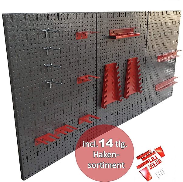 Kreher Lochwand Werkzeuglochwand aus Metall mit 14tlg. Hakenset, 120 x 60 c günstig online kaufen