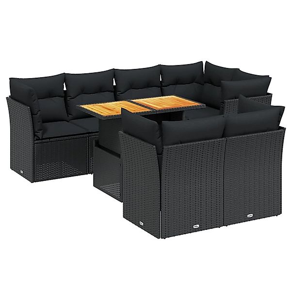 vidaXL 8-Tlg Garten-Sofagarnitur mit Kissen Schwarz Poly Rattan 3270705 günstig online kaufen