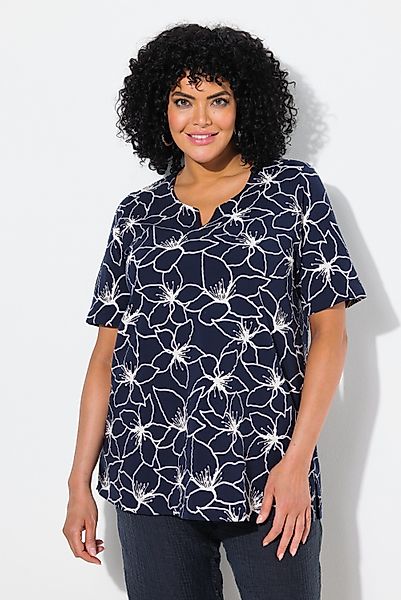 Ulla Popken T-Shirt T-Shirt Blüten A-Linie günstig online kaufen