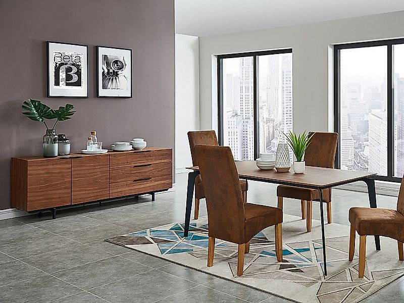 Stuhl 2er-Set - Microfaser - Helles Holz - SANTOS günstig online kaufen