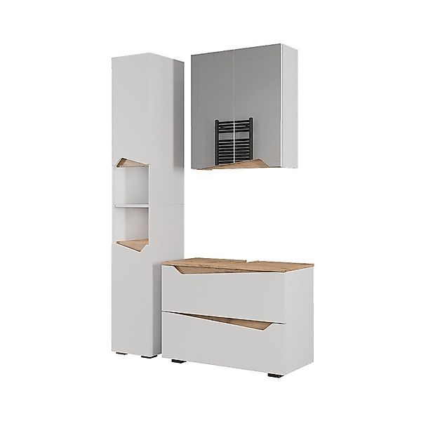 Vicco Badmöbel-Set Marelle, Weiß/Artisan, 3 Teile günstig online kaufen