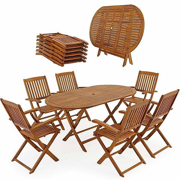 Garten-Sitzgruppe Boston 7-tlg Akazienholz + Abdeckplane günstig online kaufen